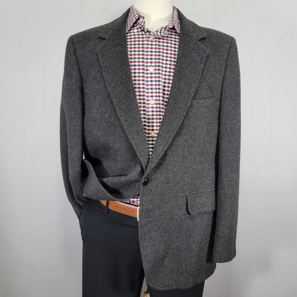 Men's Camel Hair Men's Sport Coat Blazer Two‎ Button Charcoal Flannel Size 46R